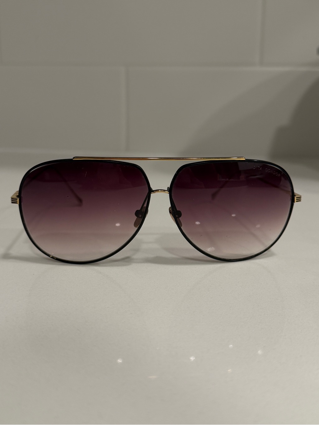 Dita Aviator Sunglasses With Purple Gradient Lenses And Gold Accents